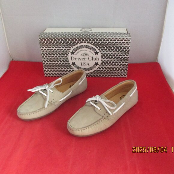 Driver Club USA Daytona Beach Leather Moccasins $99 - Size 5 - Grey Nobuck 1330 - Picture 1 of 11